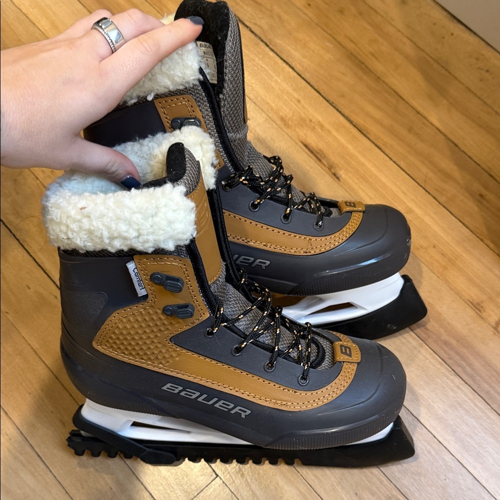 Bauer Tan and Gray Ice Skates